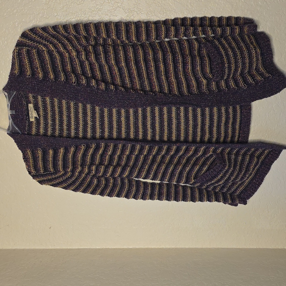 Lucky Brand Purple and Gold Striped Cardigan